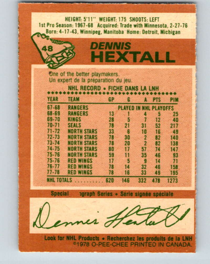 1978-79 O-Pee-Chee #48 Dennis Hextall Detroit Red Wings V21512