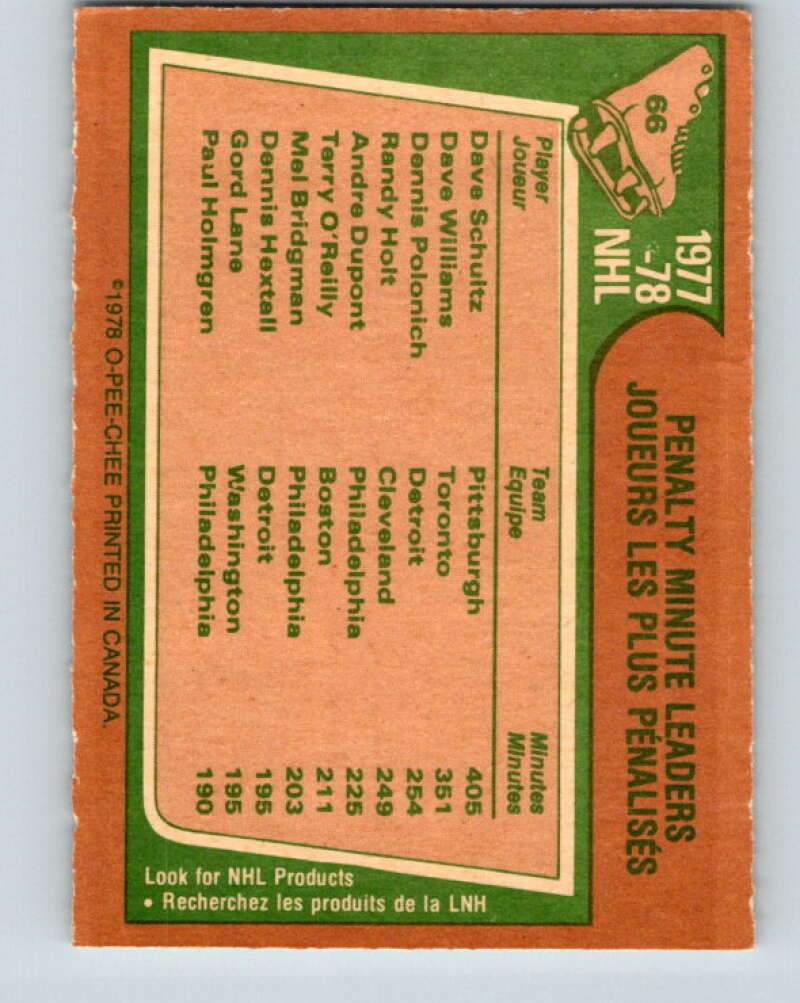 1978-79 O-Pee-Chee #66 Dave Shultz/Dave Williams/Dennis Polonich V21785