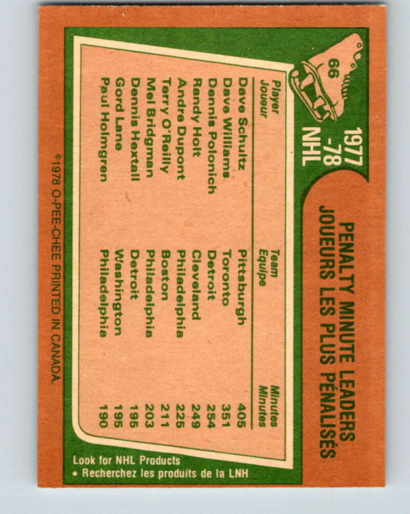1978-79 O-Pee-Chee #66 Dave Shultz/Dave Williams/Dennis Polonich V21787