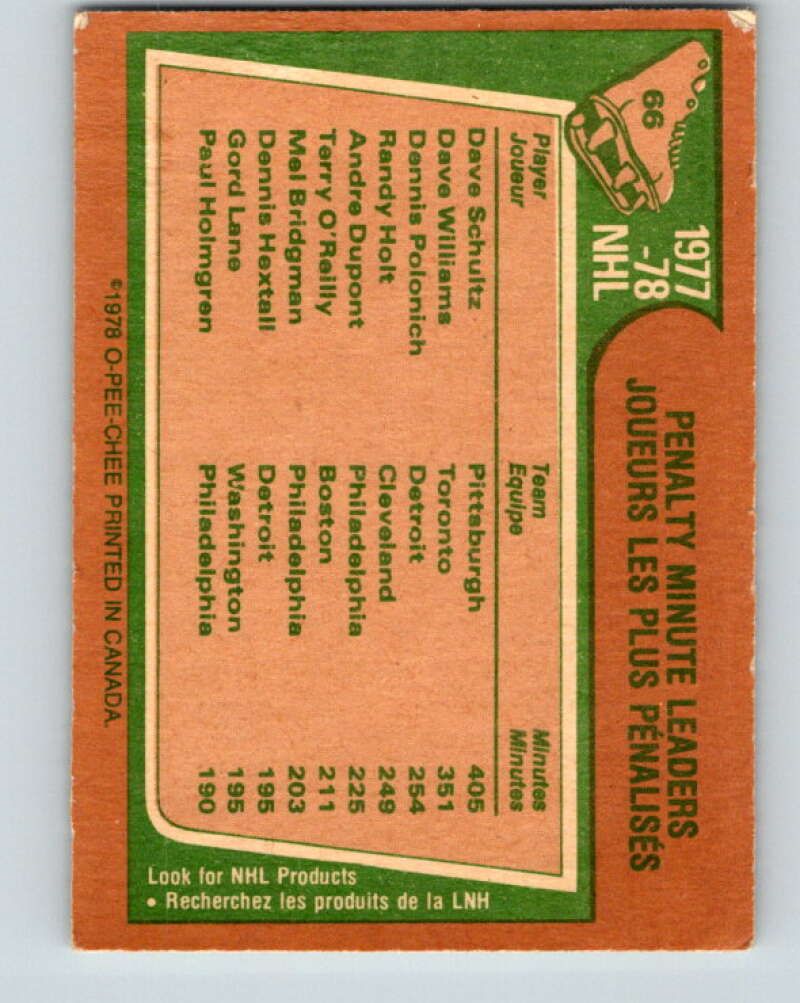 1978-79 O-Pee-Chee #66 Dave Shultz/Dave Williams/Dennis Polonich V21790