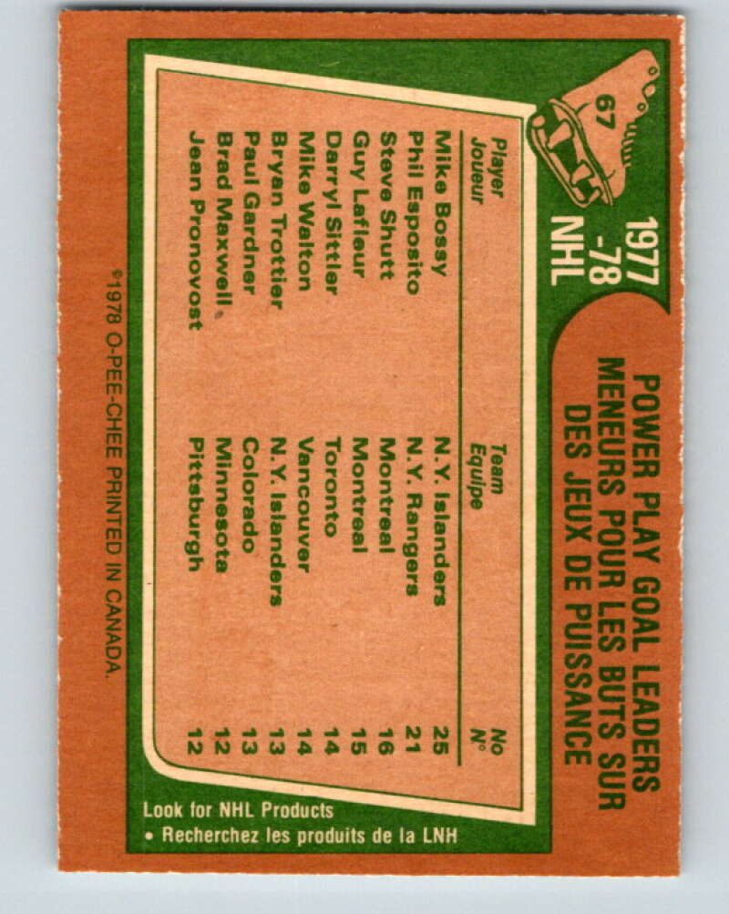 1978-79 O-Pee-Chee #67 Mike Bossy/Phil Esposito/Steve Shutt LL V21791