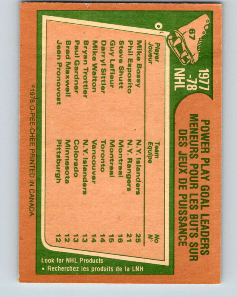 1978-79 O-Pee-Chee #67 Mike Bossy/Phil Esposito/Steve Shutt LL V21792