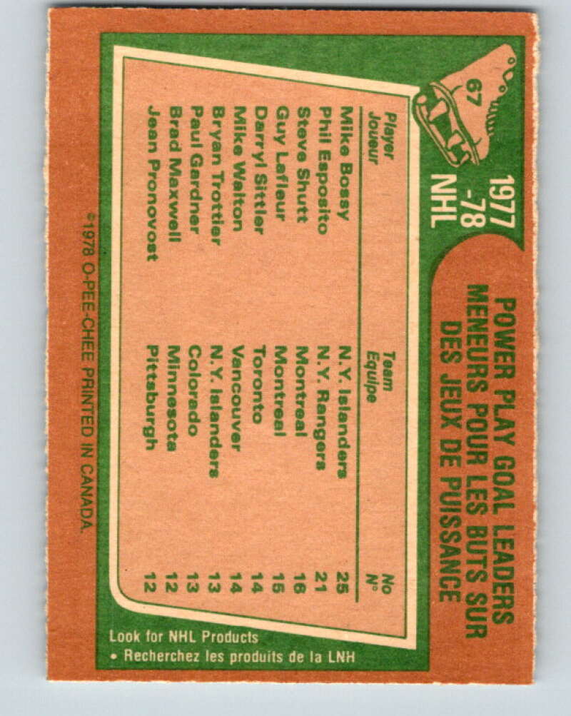 1978-79 O-Pee-Chee #67 Mike Bossy/Phil Esposito/Steve Shutt LL V21793
