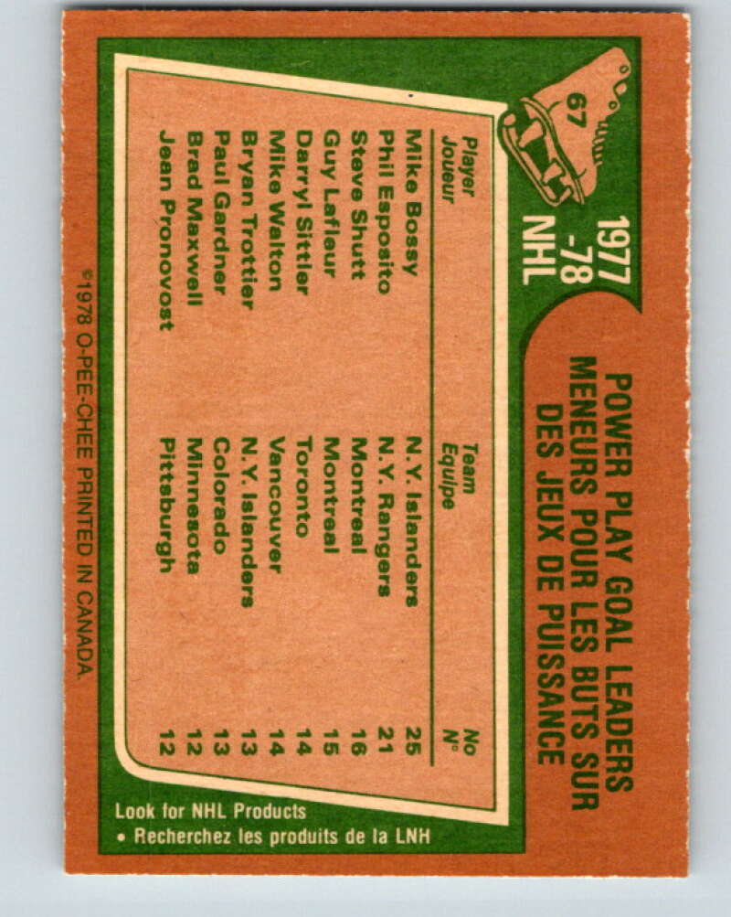1978-79 O-Pee-Chee #67 Mike Bossy/Phil Esposito/Steve Shutt LL V21795
