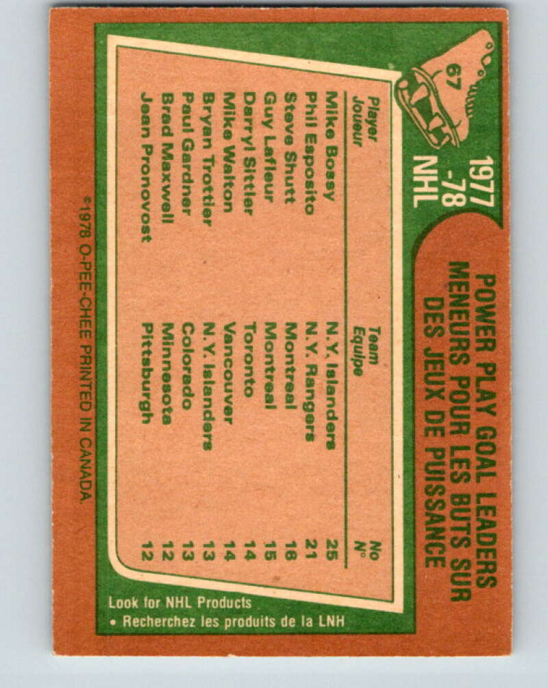 1978-79 O-Pee-Chee #67 Mike Bossy/Phil Esposito/Steve Shutt LL V21800
