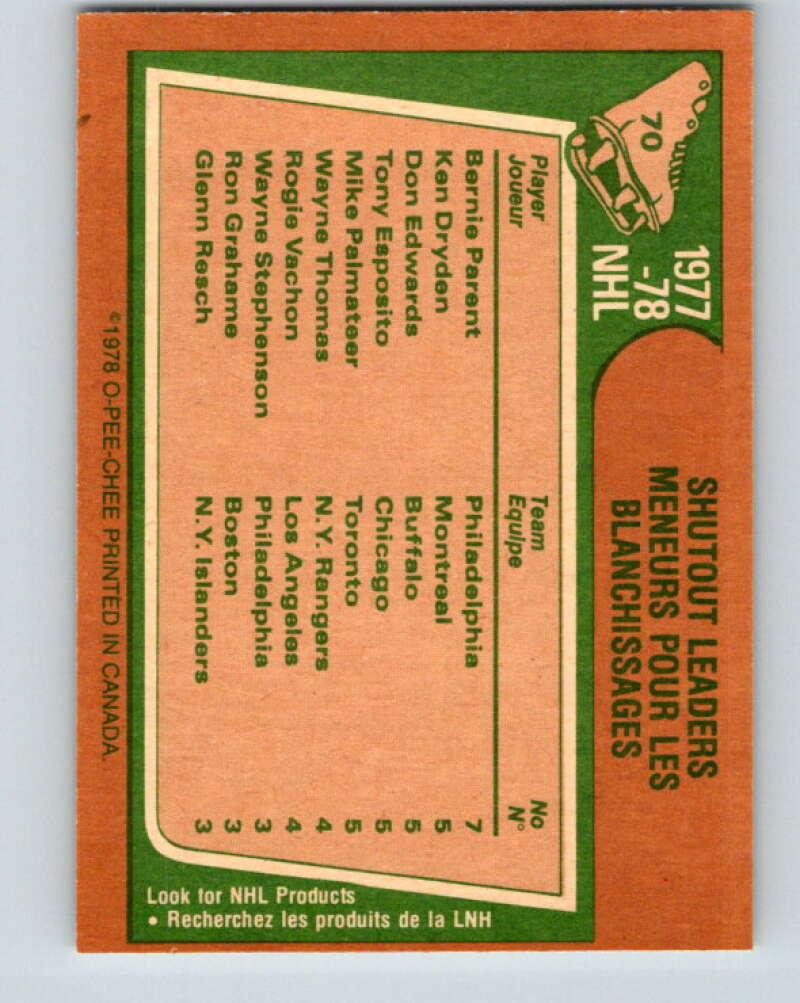 1978-79 O-Pee-Chee #70 Parent/Dryden/Edwards/Esposito/Palmateer V21836