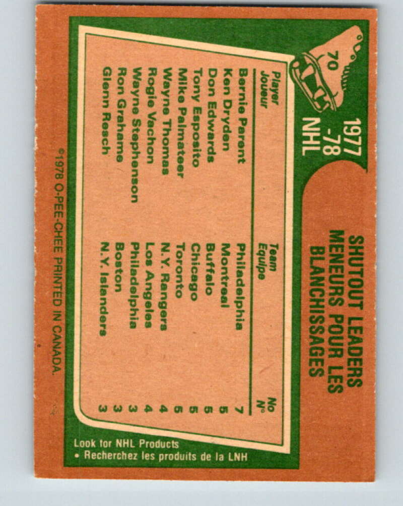 1978-79 O-Pee-Chee #70 Parent/Dryden/Edwards/Esposito/Palmateer V21838