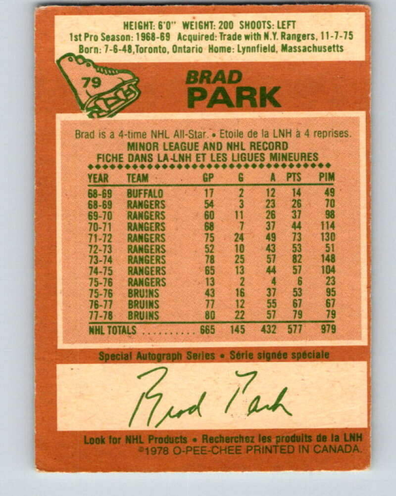 1978-79 O-Pee-Chee #79 Brad Park Boston Bruins V21959