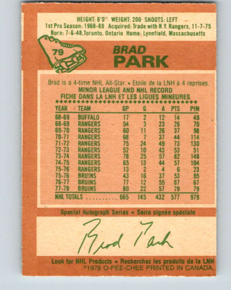 1978-79 O-Pee-Chee #79 Brad Park Boston Bruins V21960