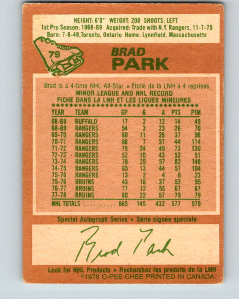 1978-79 O-Pee-Chee #79 Brad Park Boston Bruins V21961