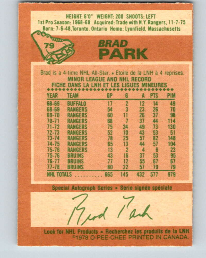 1978-79 O-Pee-Chee #79 Brad Park Boston Bruins V21963