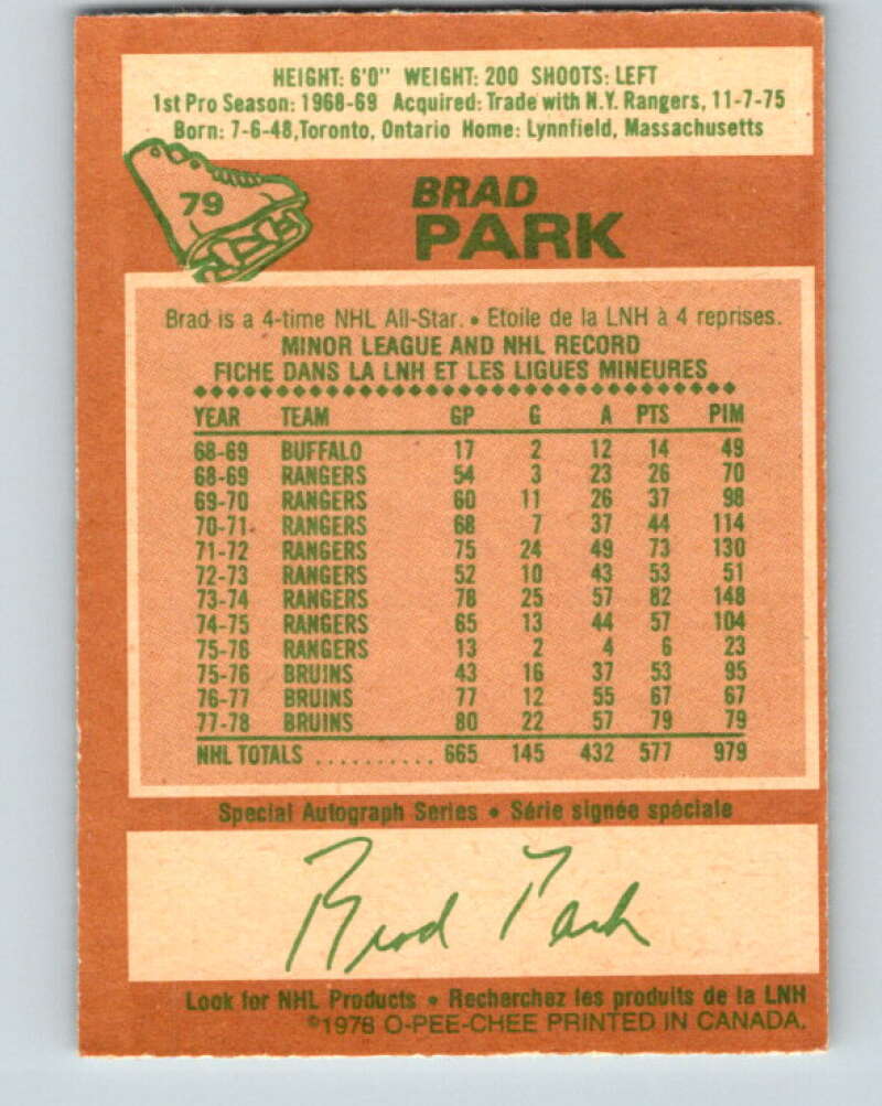 1978-79 O-Pee-Chee #79 Brad Park Boston Bruins V21964
