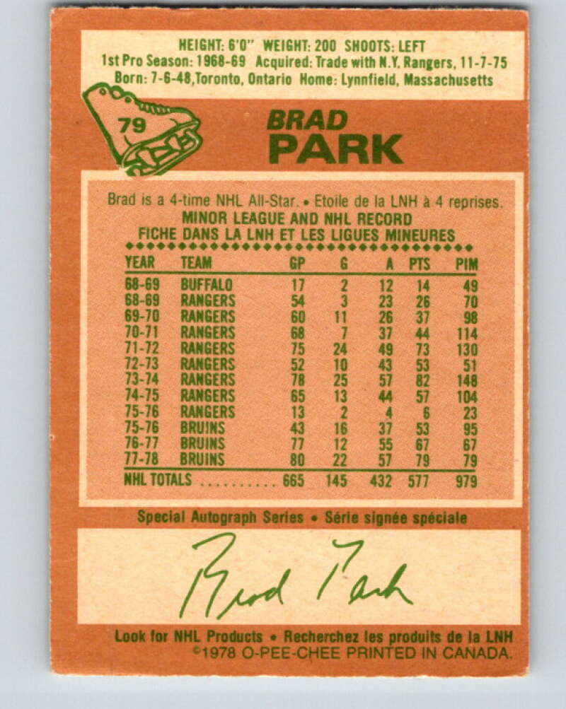 1978-79 O-Pee-Chee #79 Brad Park Boston Bruins V21968