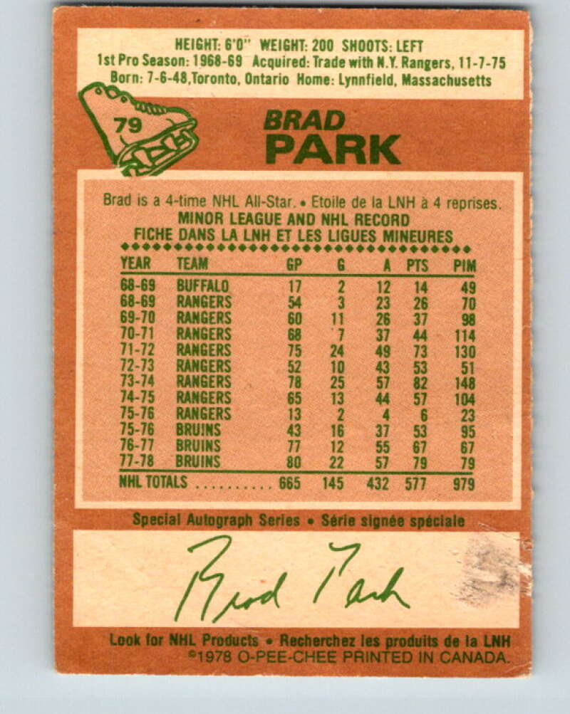 1978-79 O-Pee-Chee #79 Brad Park Boston Bruins V21969