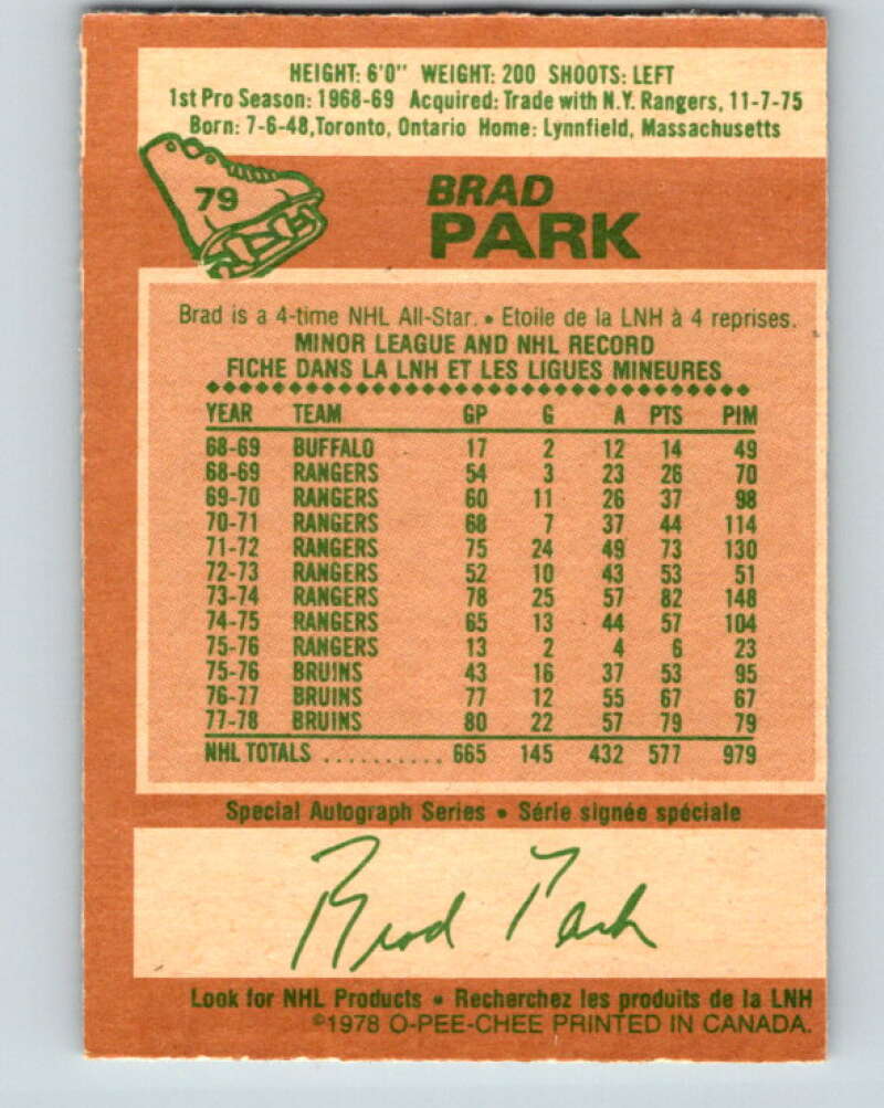1978-79 O-Pee-Chee #79 Brad Park Boston Bruins V21972