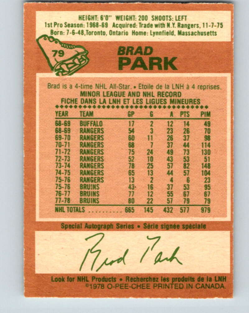 1978-79 O-Pee-Chee #79 Brad Park Boston Bruins V21974
