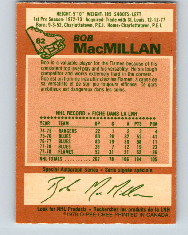 1978-79 O-Pee-Chee #82 Bob MacMillan Atlanta Flames V22010