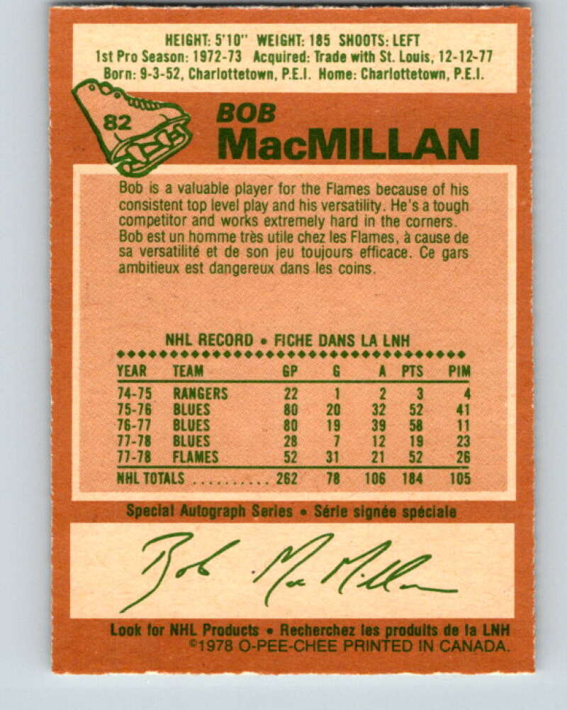 1978-79 O-Pee-Chee #82 Bob MacMillan Atlanta Flames V22011