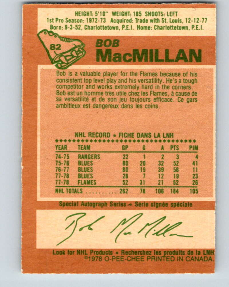 1978-79 O-Pee-Chee #82 Bob MacMillan Atlanta Flames V22018