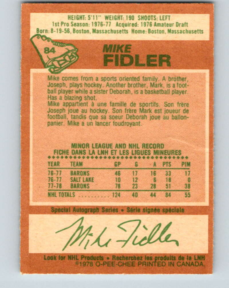 1978-79 O-Pee-Chee #84 Mike Fidler Minnesota North Stars V22039