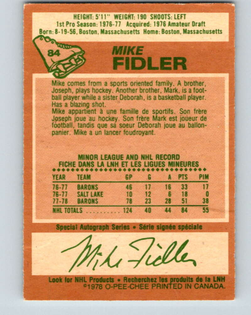 1978-79 O-Pee-Chee #84 Mike Fidler Minnesota North Stars V22044