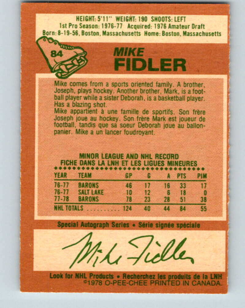 1978-79 O-Pee-Chee #84 Mike Fidler Minnesota North Stars V22045