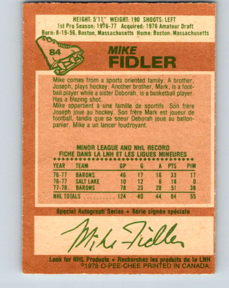 1978-79 O-Pee-Chee #84 Mike Fidler Minnesota North Stars V22046