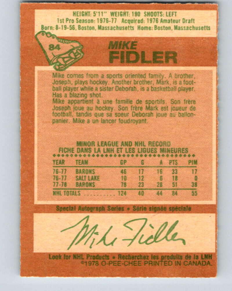 1978-79 O-Pee-Chee #84 Mike Fidler Minnesota North Stars V22047