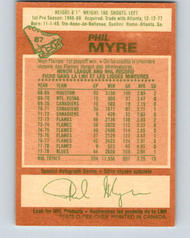 1978-79 O-Pee-Chee #87 Phil Myre St. Louis Blues V22087