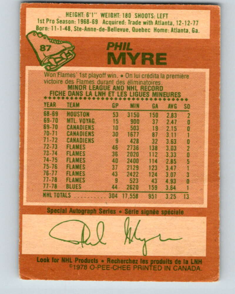 1978-79 O-Pee-Chee #87 Phil Myre St. Louis Blues V22088