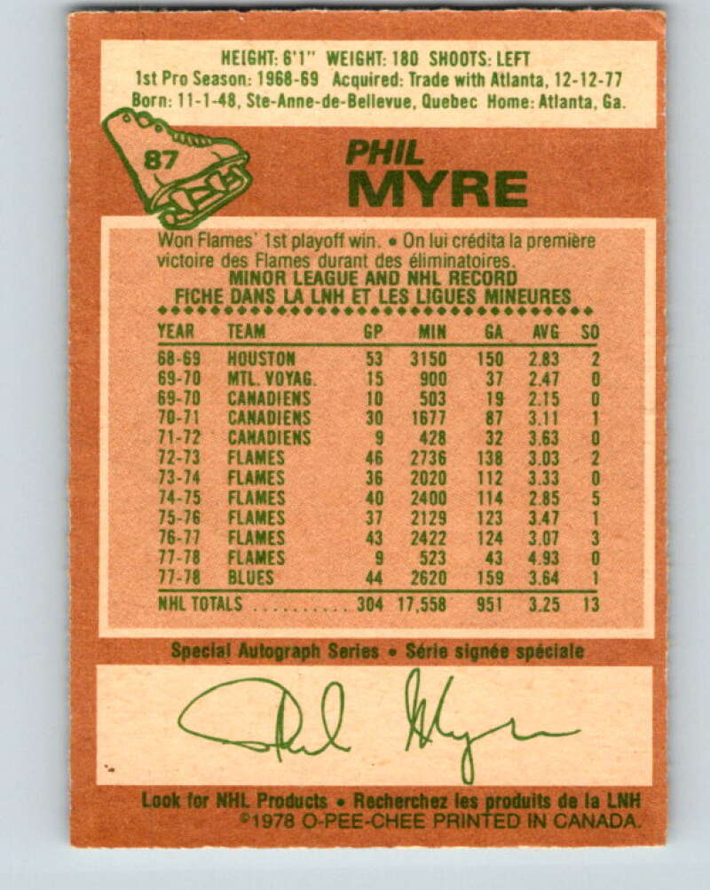 1978-79 O-Pee-Chee #87 Phil Myre St. Louis Blues V22089