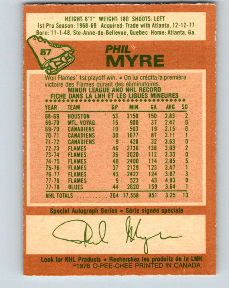 1978-79 O-Pee-Chee #87 Phil Myre St. Louis Blues V22093