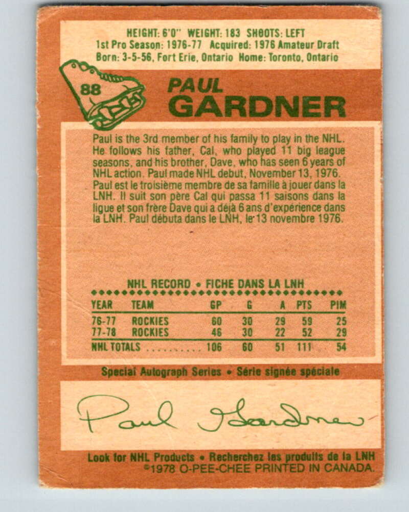 1978-79 O-Pee-Chee #88 Paul Gardner Colorado Rockies V22111