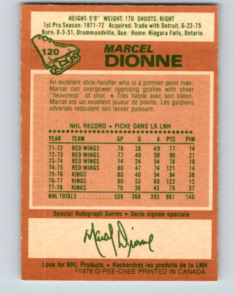 1978-79 O-Pee-Chee #120 Marcel Dionne Los Angeles Kings V22582
