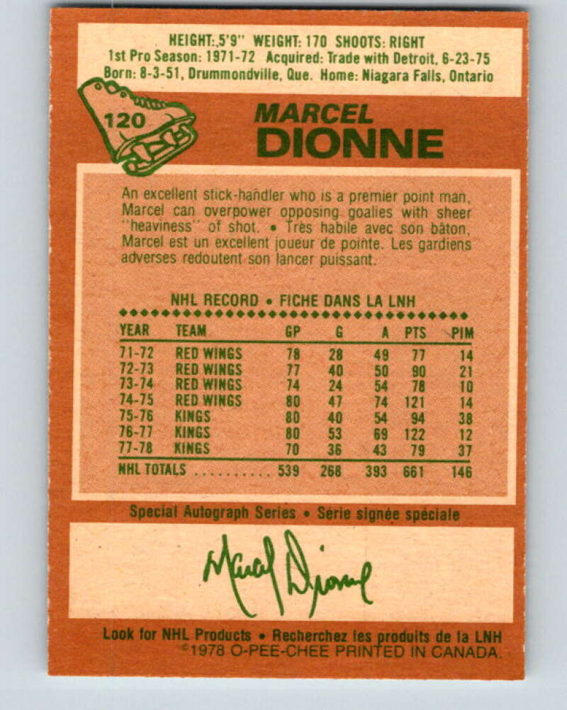 1978-79 O-Pee-Chee #120 Marcel Dionne Los Angeles Kings V22583