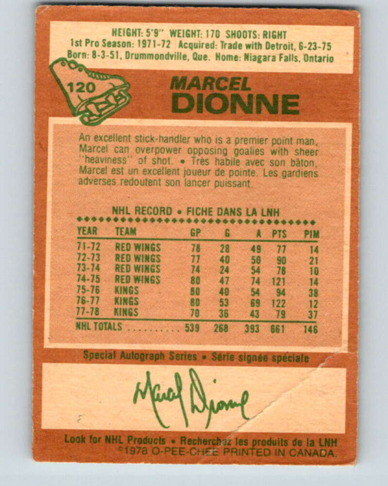 1978-79 O-Pee-Chee #120 Marcel Dionne Los Angeles Kings V22586