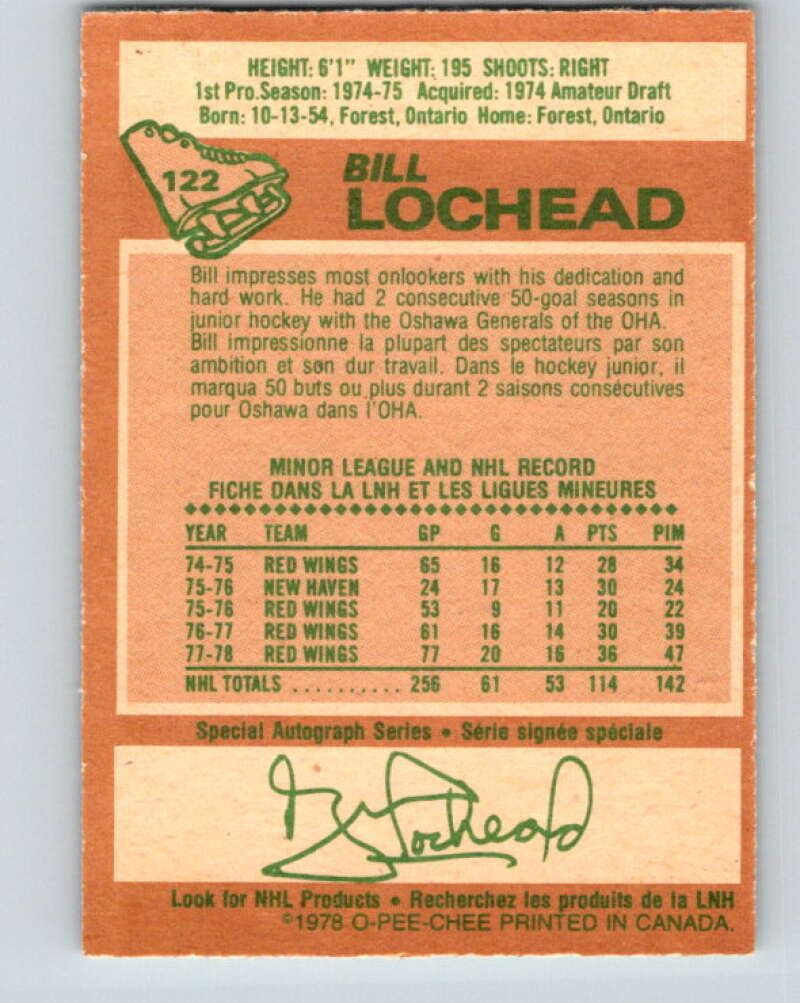 1978-79 O-Pee-Chee #122 Bill Lochead Detroit Red Wings V22606