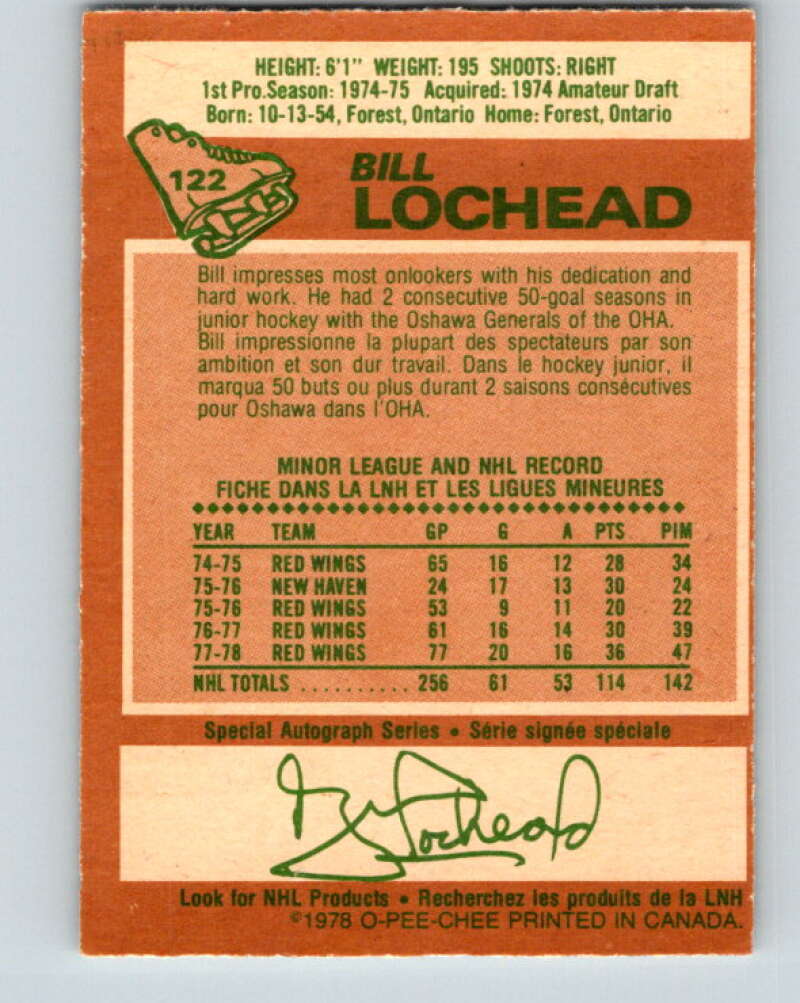 1978-79 O-Pee-Chee #122 Bill Lochead Detroit Red Wings V22607