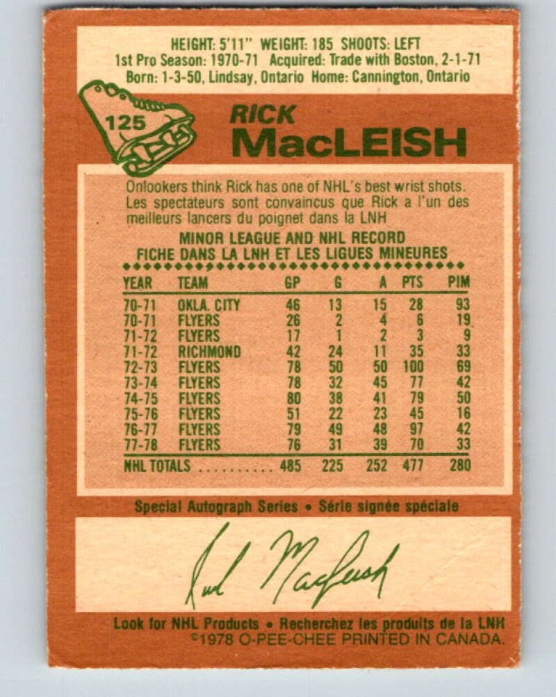 1978-79 O-Pee-Chee #125 Rick MacLeish Philadelphia Flyers V22660