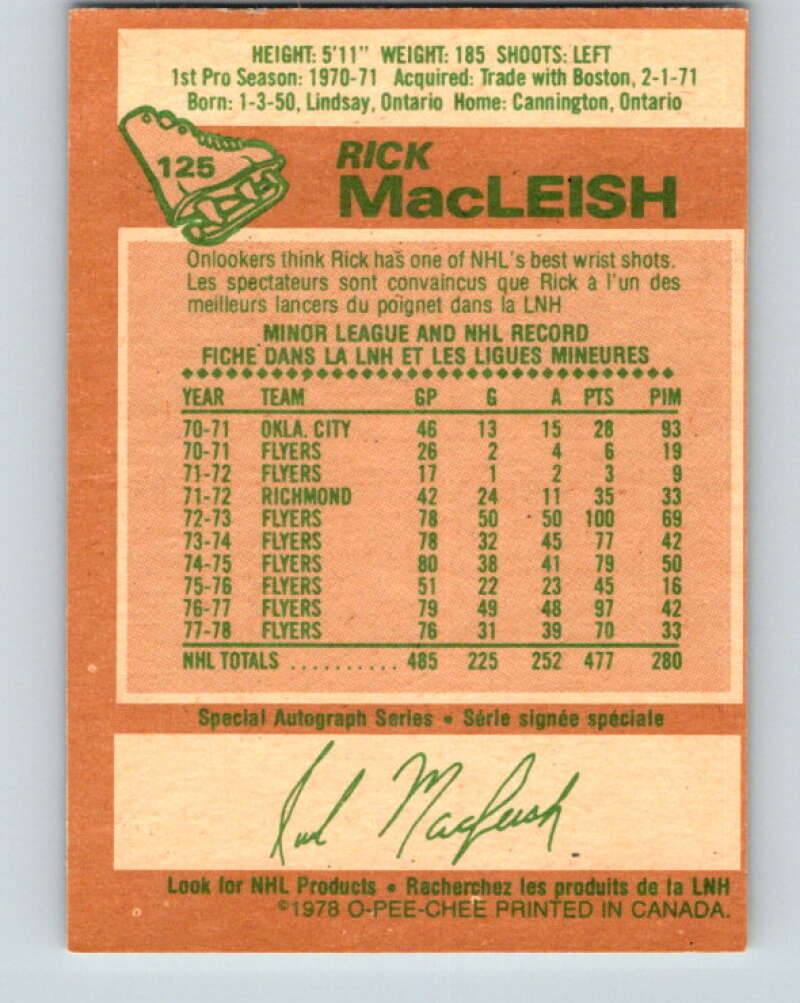 1978-79 O-Pee-Chee #125 Rick MacLeish Philadelphia Flyers V22667