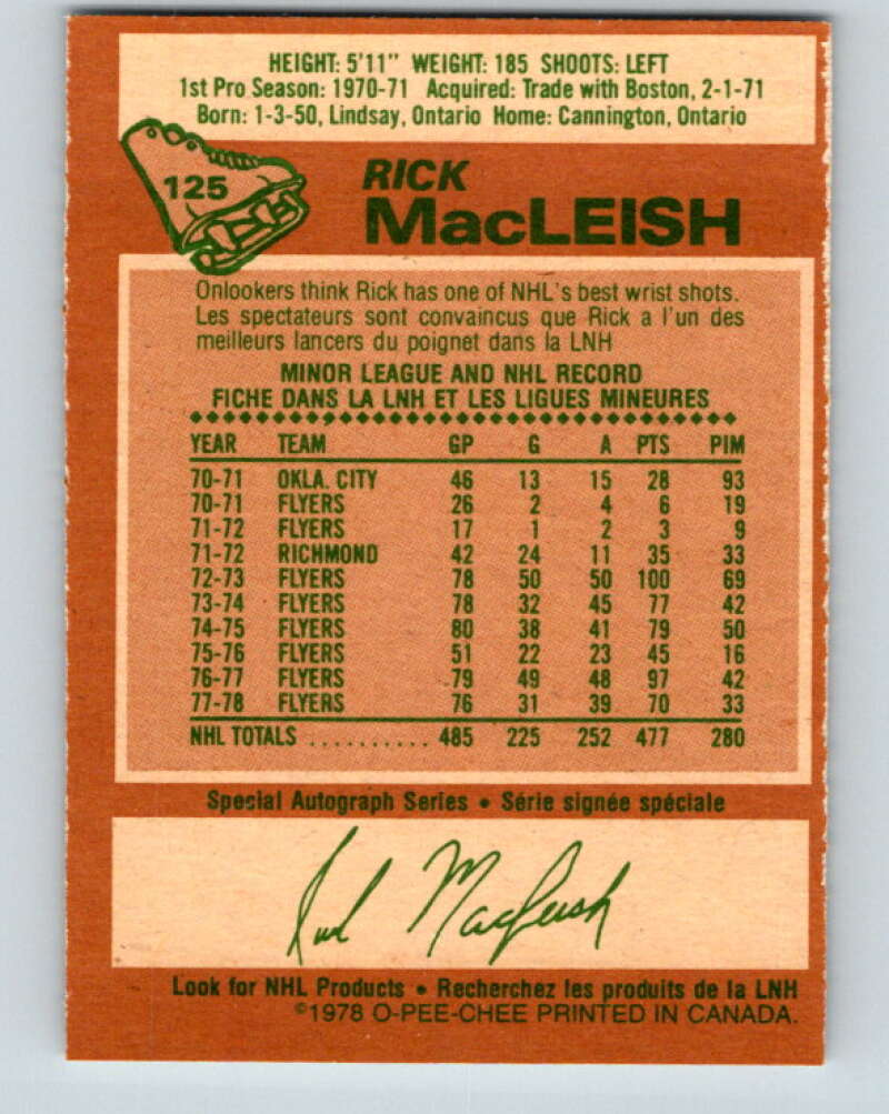 1978-79 O-Pee-Chee #125 Rick MacLeish Philadelphia Flyers V22669