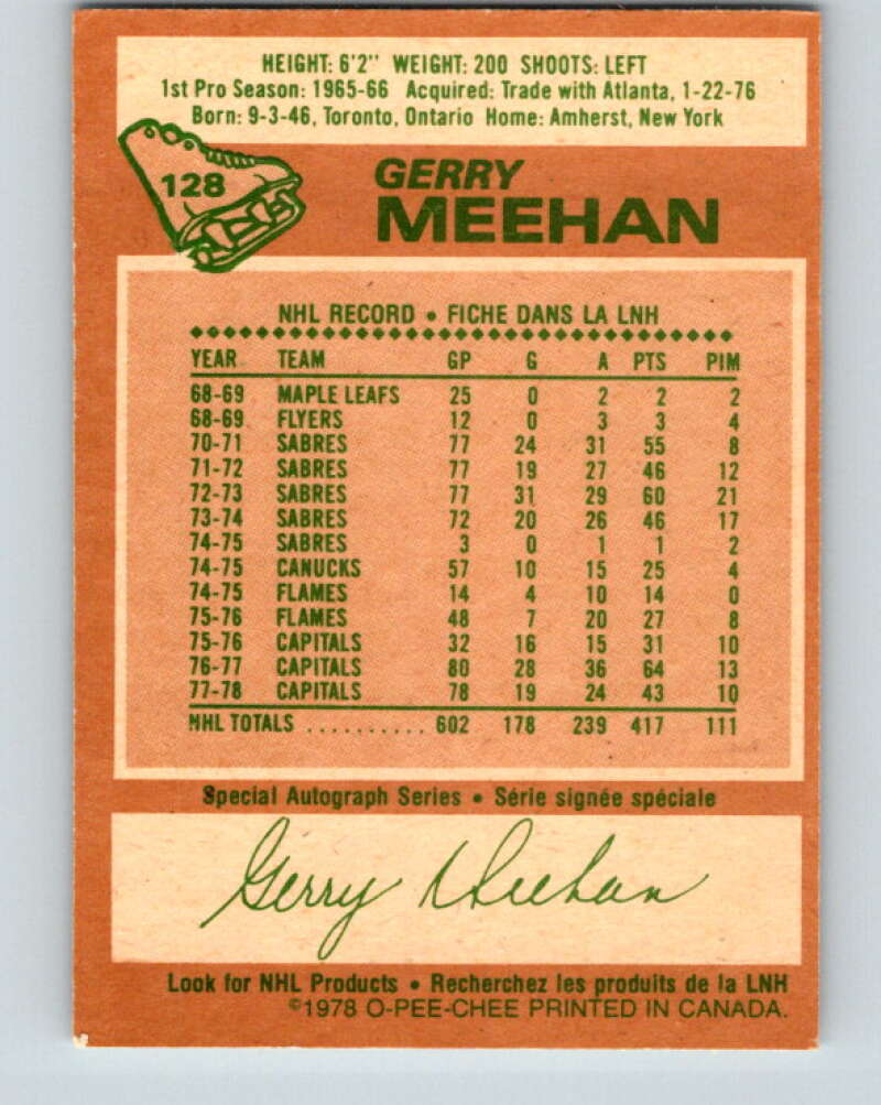 1978-79 O-Pee-Chee #128 Gerry Meehan Washington Capitals V22714