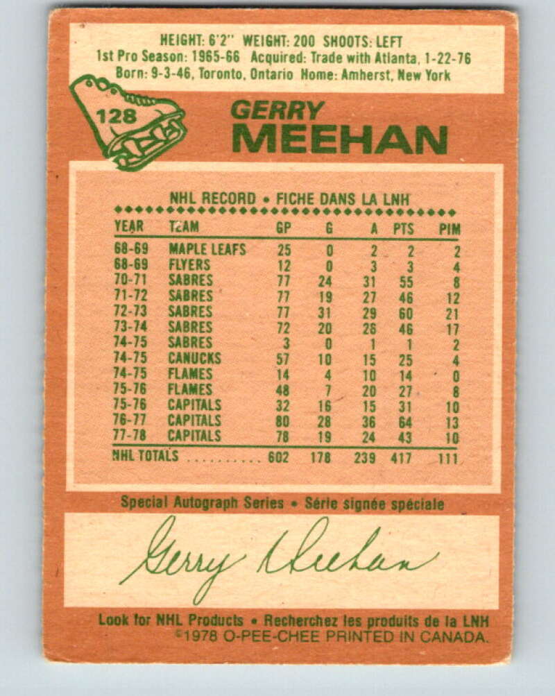 1978-79 O-Pee-Chee #128 Gerry Meehan Washington Capitals V22715
