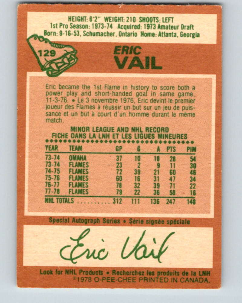 1978-79 O-Pee-Chee #129 Eric Vail Atlanta Flames V22721