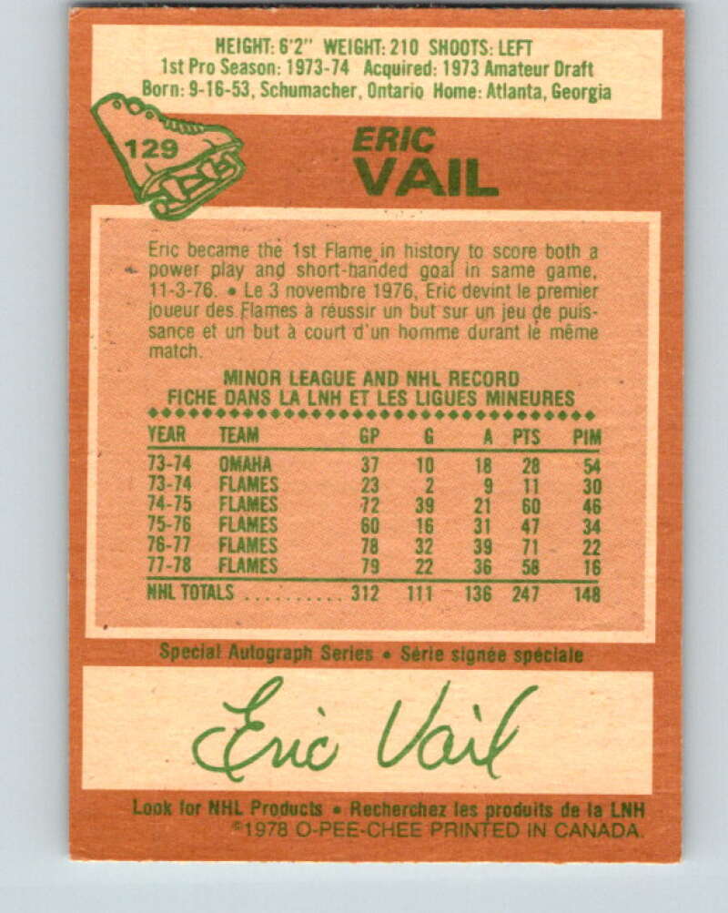 1978-79 O-Pee-Chee #129 Eric Vail Atlanta Flames V22722