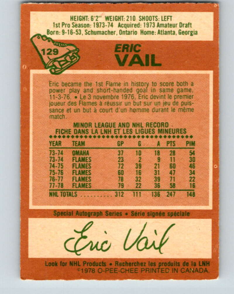 1978-79 O-Pee-Chee #129 Eric Vail Atlanta Flames V22731