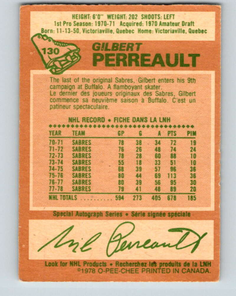 1978-79 O-Pee-Chee #130 Gilbert Perreault Buffalo Sabres V22734