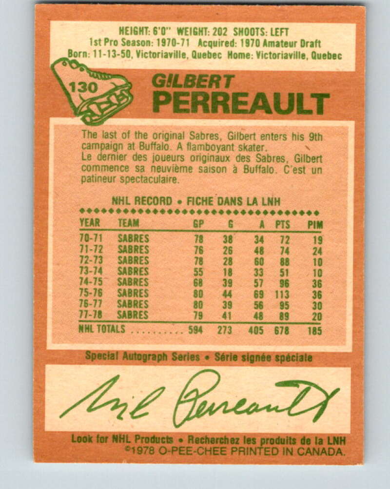 1978-79 O-Pee-Chee #130 Gilbert Perreault Buffalo Sabres V22735