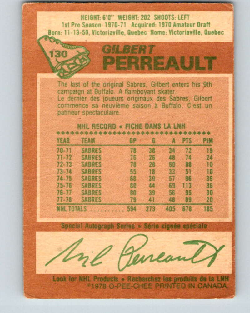 1978-79 O-Pee-Chee #130 Gilbert Perreault Buffalo Sabres V22738