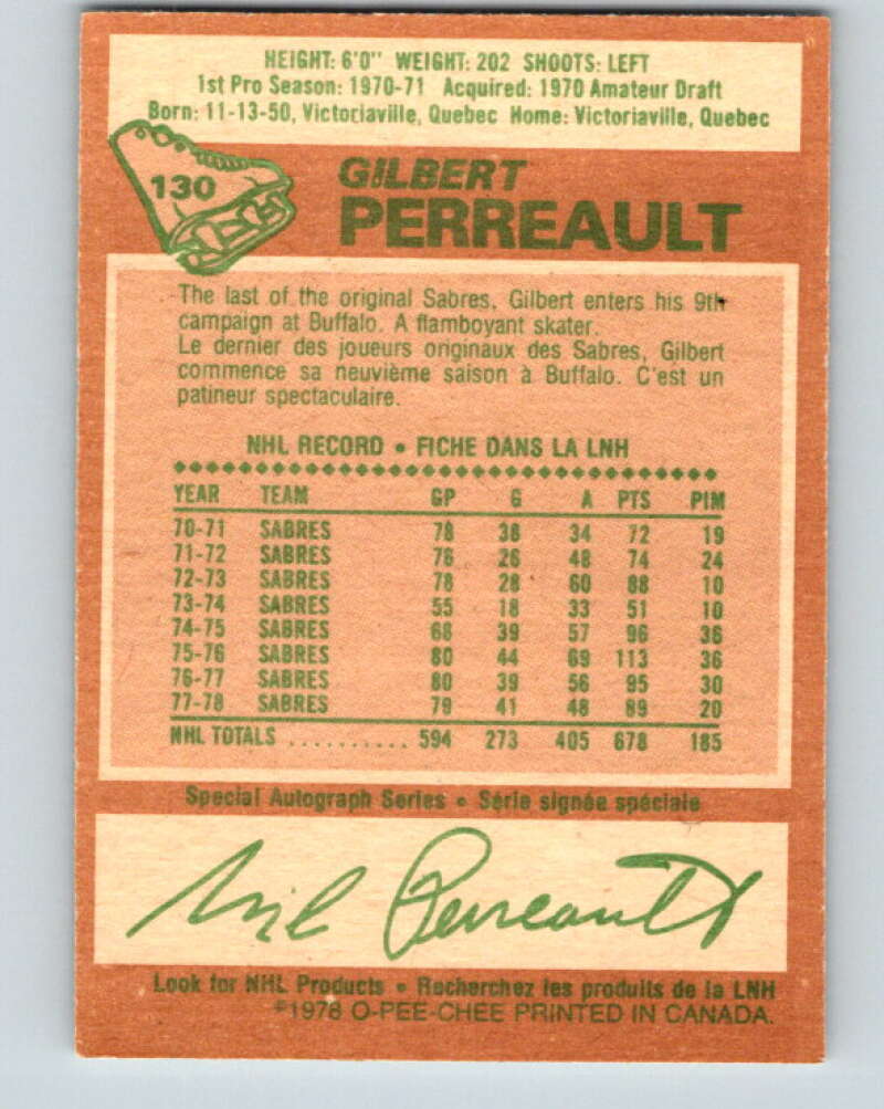 1978-79 O-Pee-Chee #130 Gilbert Perreault Buffalo Sabres V22739